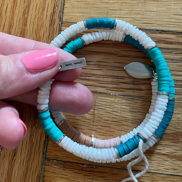 NWT Isabel Marant Green & White Shell Wrap Bracelet - Picture 5 of 7